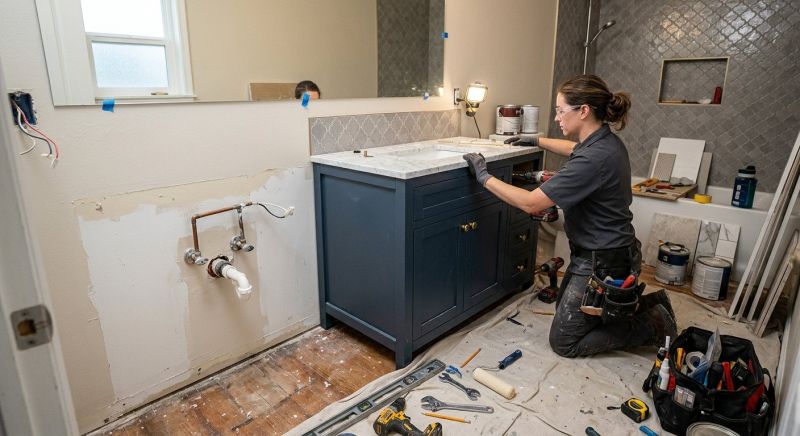 Vanity Cabinet Installation in Carmel, IN